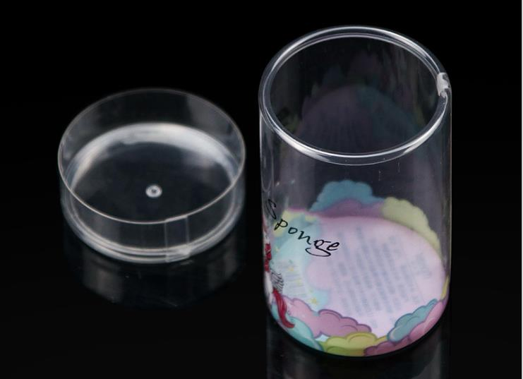 Custom Cylinder Round Packaging for Cosmetic Powder Puff (Plastic box )