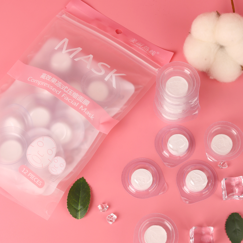 Jelly Cup Disposable Compressed Facial Mask in White Color - Sample Available