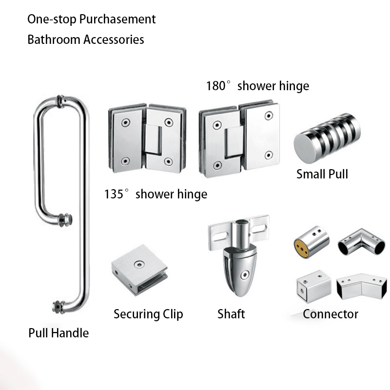 Glass to Glass Square 135 Degree Hotel Bathroom Fittings 201 304 Stainless Steel Shower Hinge Frameless Glass Door Hinge for Shower Room Hardware