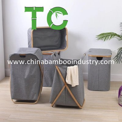 Bamboo Laundry Hamper with Carry Handles Large Foldable Clothes Basket Storage