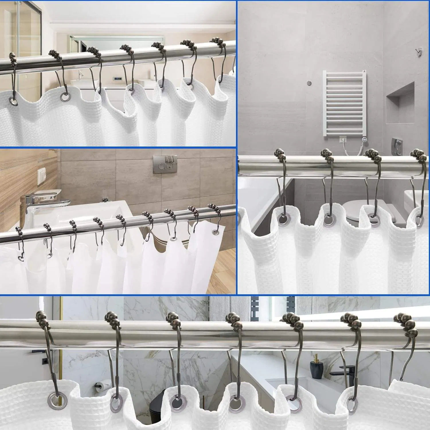Wholesale Metal Curtain Hooks Bathroom Shower Curtain Hook with Secure Locks