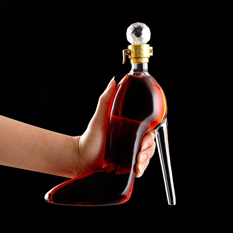 Factory Wholesale High Heel Goblet Clear Crystal Glass Wine Decanter
