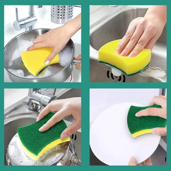2026 New Ergonomic Waist-Shaped High Density Soft Foam Pot Scrubber Kitchen Sponge