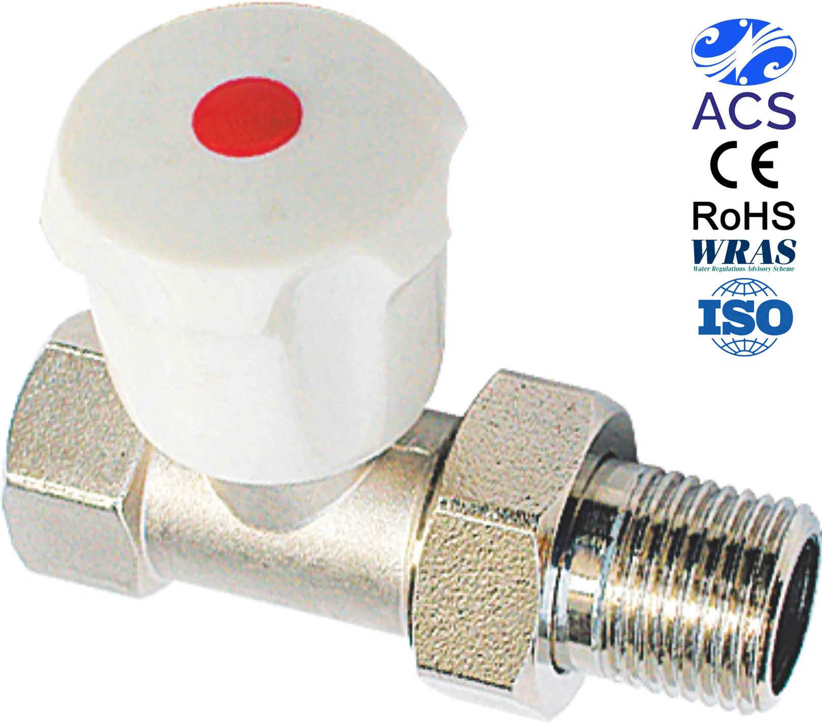 Good Quality 1/2" Female Straight Radiator Valve with White Handle