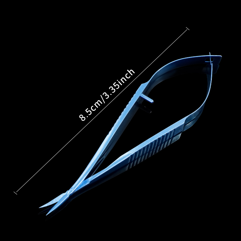 8.5cm Lightweight Ergonomic-Handle Titanium Alloy Vannas Scissors Sharp for Micro Ophthalmic Surgery- Curved