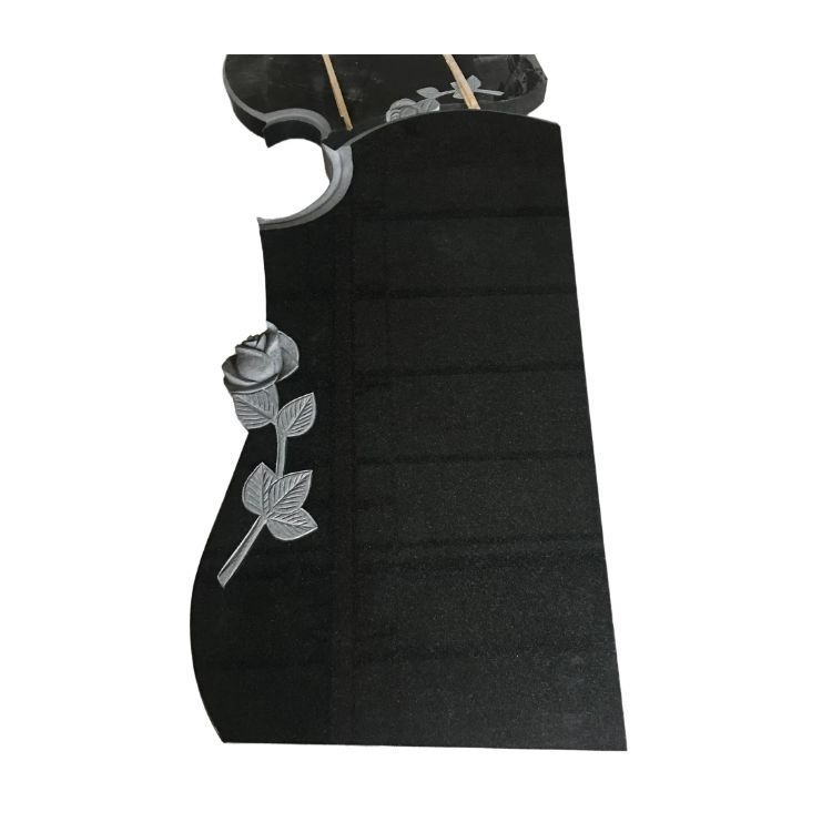 Tombstone Black Granite Tombstone Flower Carving Gravestone Designs M15