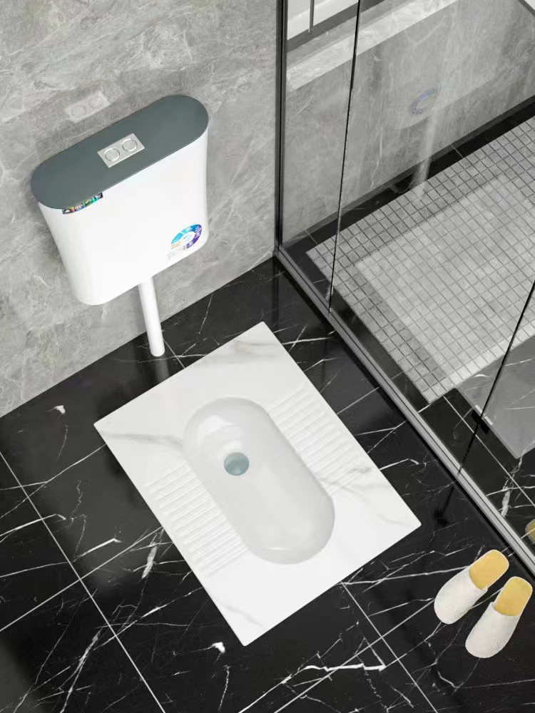 Rock Slab Marble Effect Water Closet S-Trap Squatting Pan Bathroom Ceramic Squat Toilet