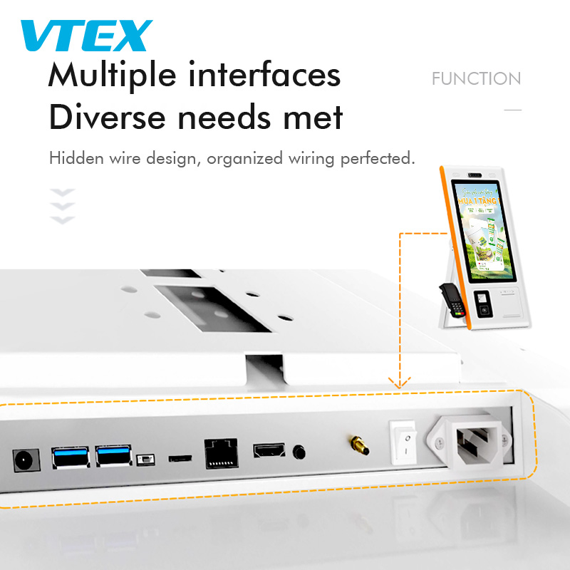 Counter Service Payment Kiosk AG Tempered Glass 21.5 27 32 Inch Wall Mount POS Self Ordering Machine