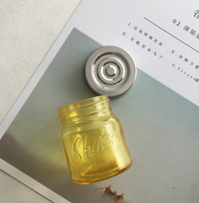 100ml Yellow Shot Glass Mason Jar for Candy with Siliver Cap Wholesale