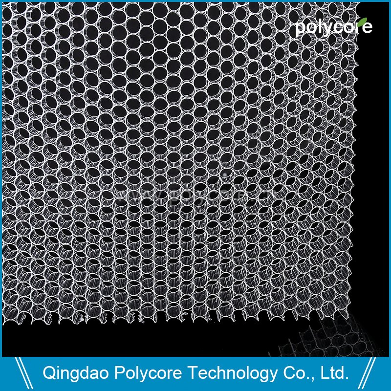 Transparent PC Honeycomb Core in Building Glass to Save Energy