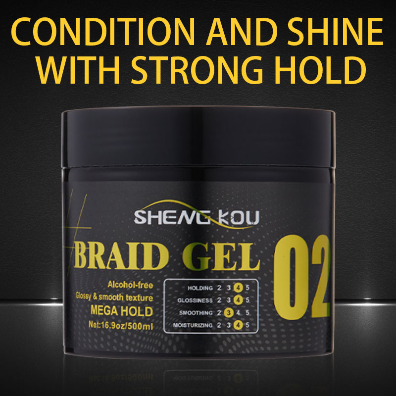 Wholesale Private Label Hair Syling Product OEM 500ml No White Residue Strong Hold Braid Gel for Hair Braiding