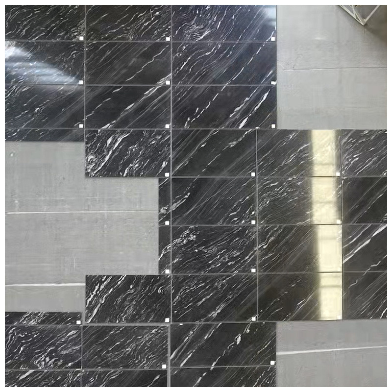 Black Agatha Quartzite Vein Continuous Tiles for Floor and Wall