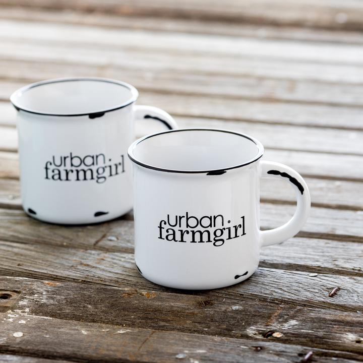 Classic 13oz Black and White Enamel Mug for Home and Travel