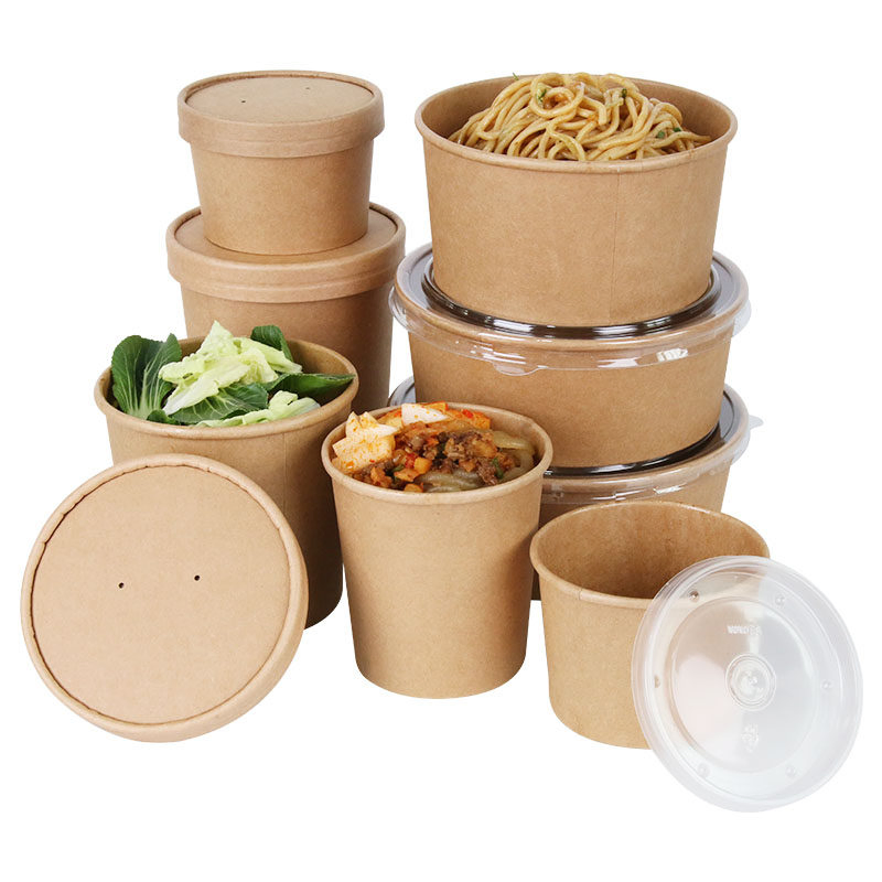 Крафтовая чаша для салата, жиронепроницаемая