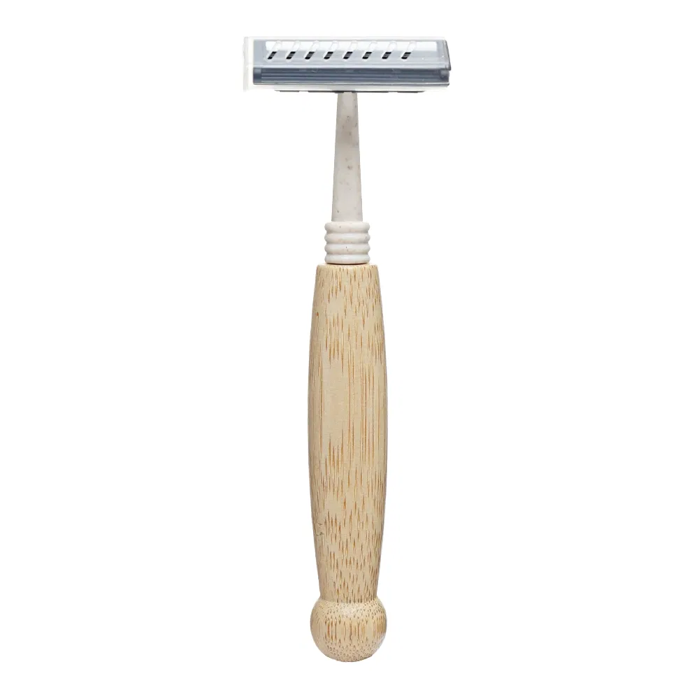 Wholesale Portable Mini Shavers with Eco-Friendly Natural Bamboo Handles for Hotels Travel.