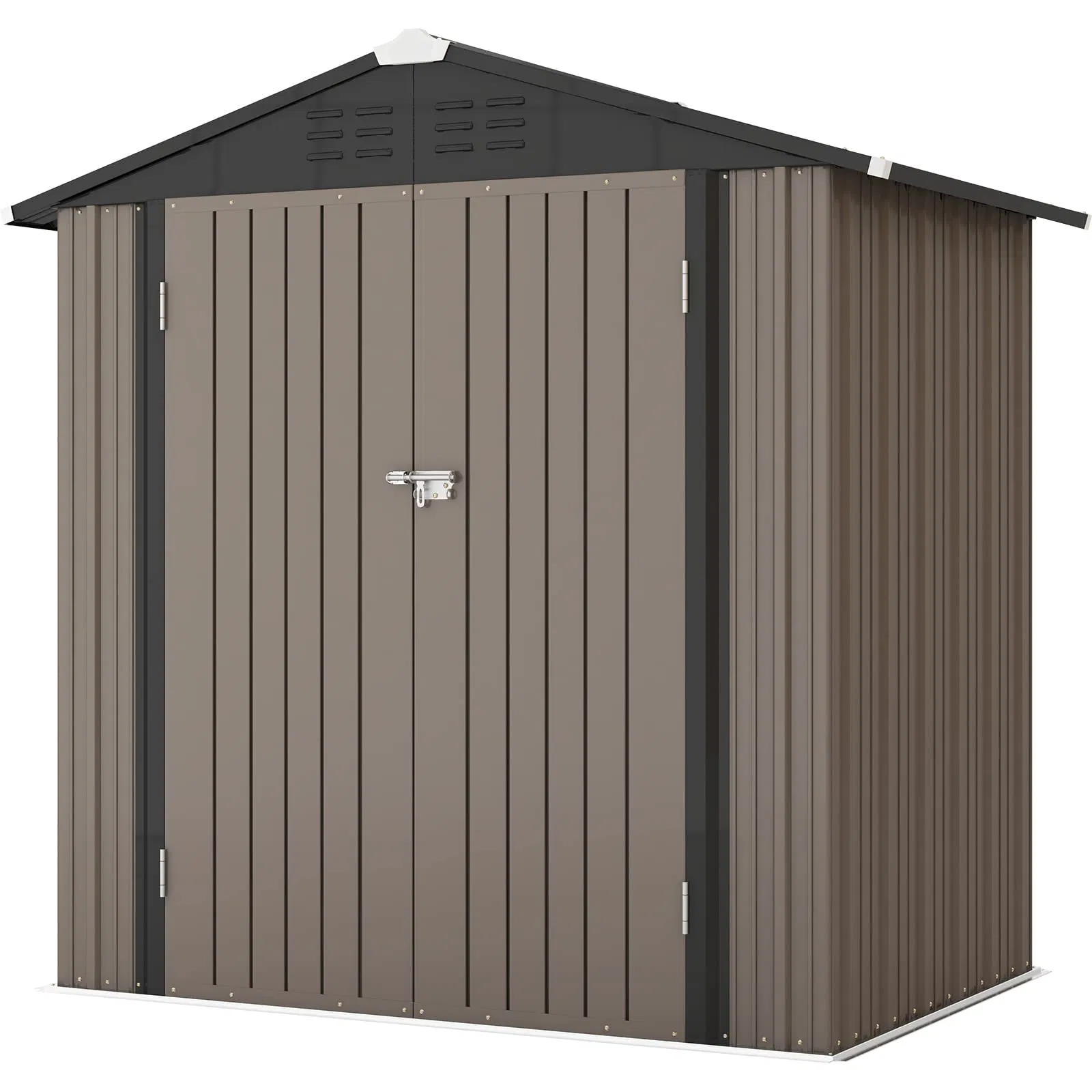 6X4 FT Garden Tool Storage Shed with Sloping Roof, Double Lockable Door