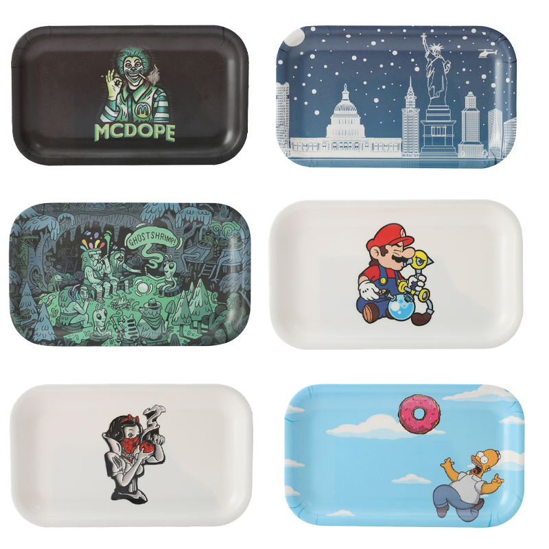 Jiju 007z Wholesale Custom High Quality Blank Metal Tobacco Melamine Rolling Tray