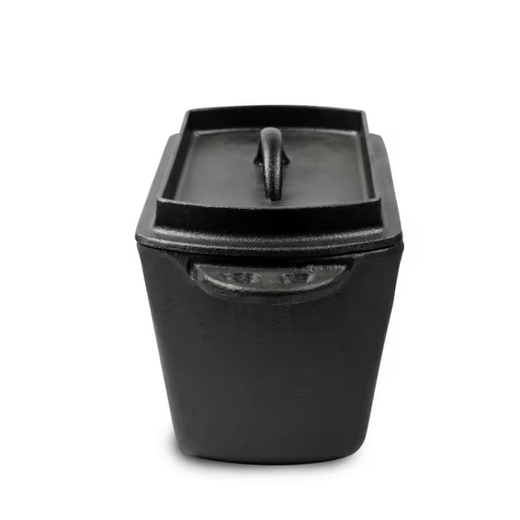 Kitchen Restaurant Cooking Baking Rectangle Cast Iron Bread Pot Non-Stick Loaf Pan with Lid