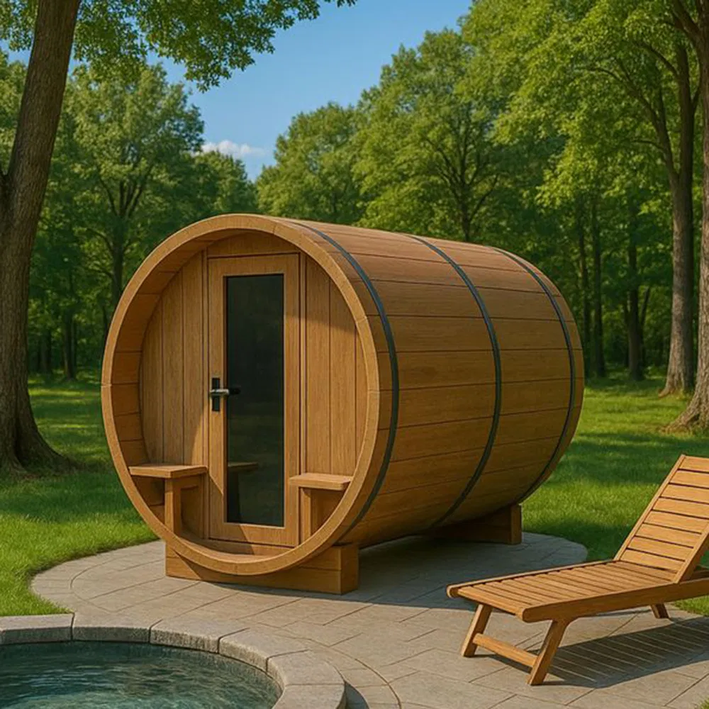 Премиальная бочкообразная сауна для сада