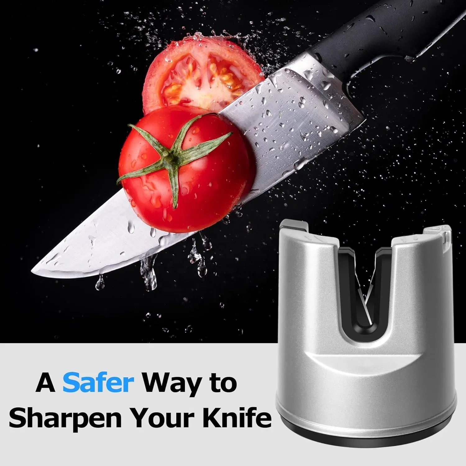 Multi-Purpose Mini Knife Sharpener with Suction Cup Base for Kitchen Knives Scissors Outdoor Use