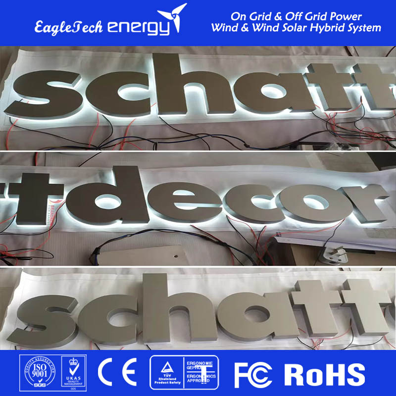 LED Sign Golden Finish 3D LED Backlit Channel Letters Brushed Stainless Steel LED Letters