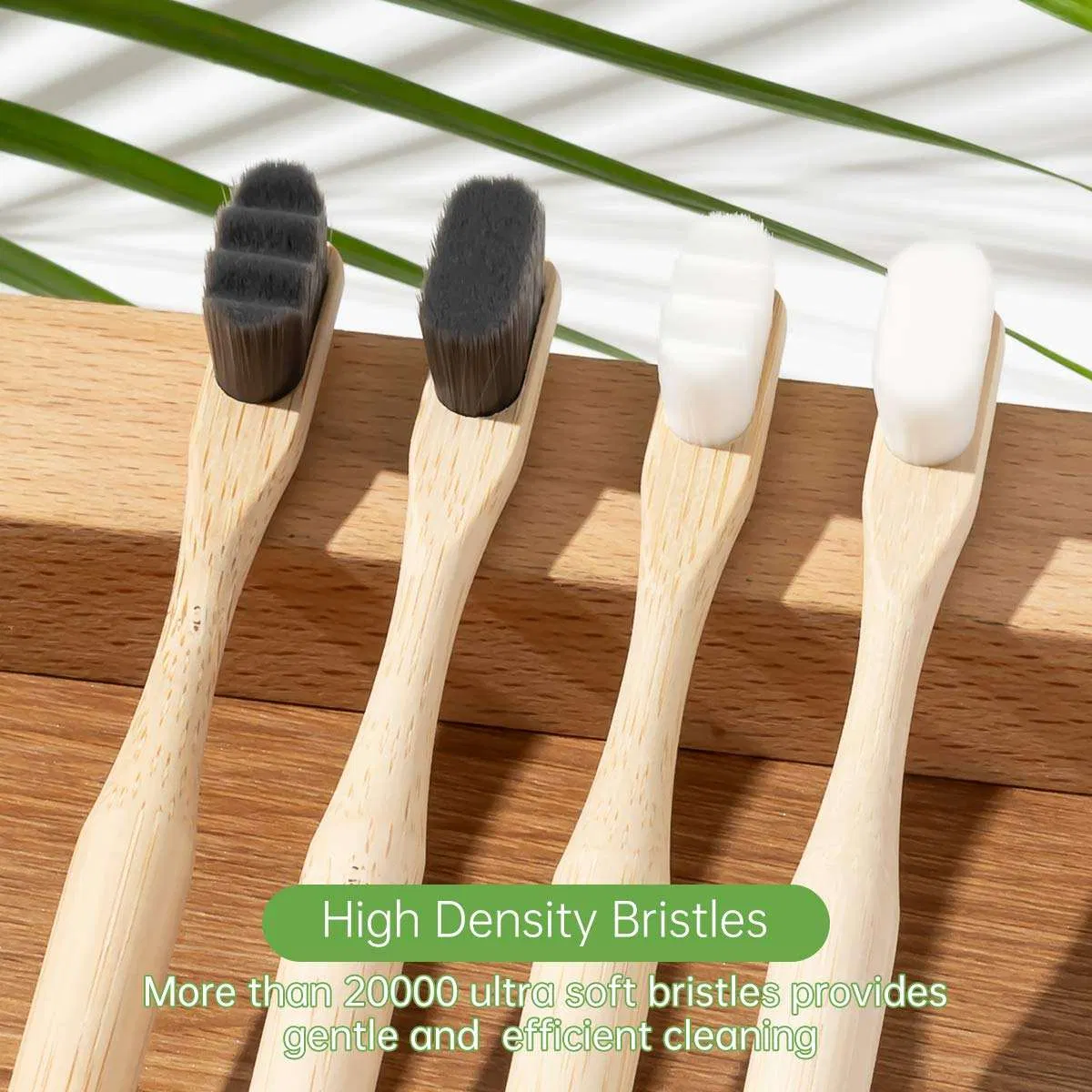 Customized Wholesale Charcoa Soft Nano-Bristles Bamboo Toothbrush