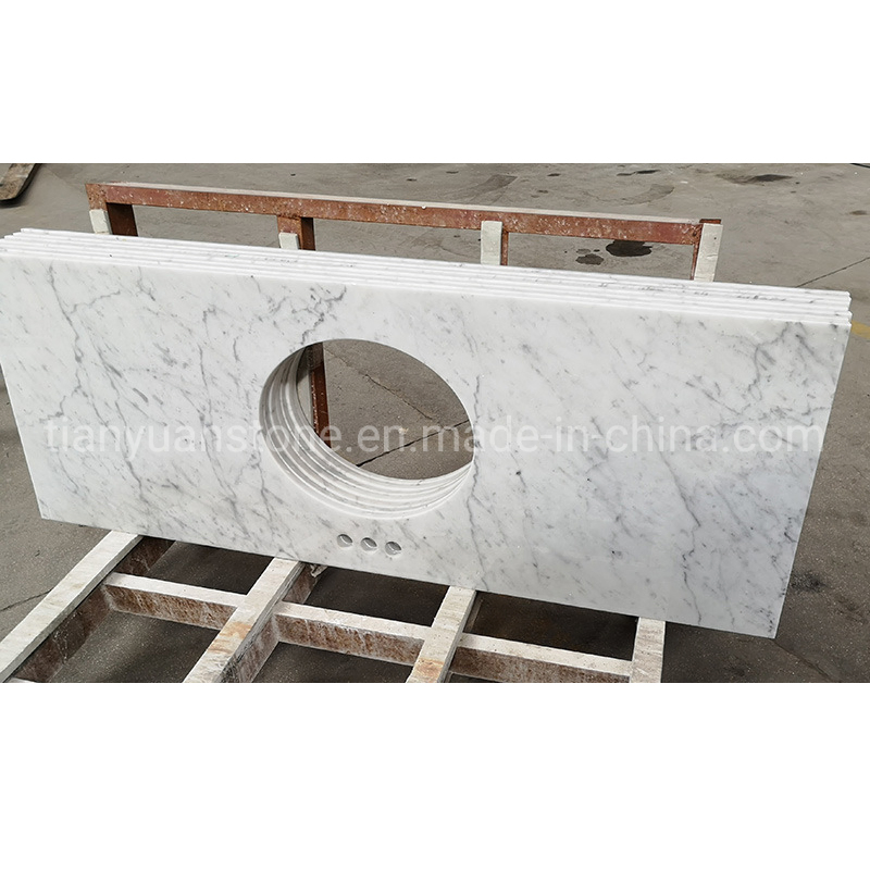 Custom Polished Carrara White Marble Lowes Vanity Tops Countertops for Bathroom