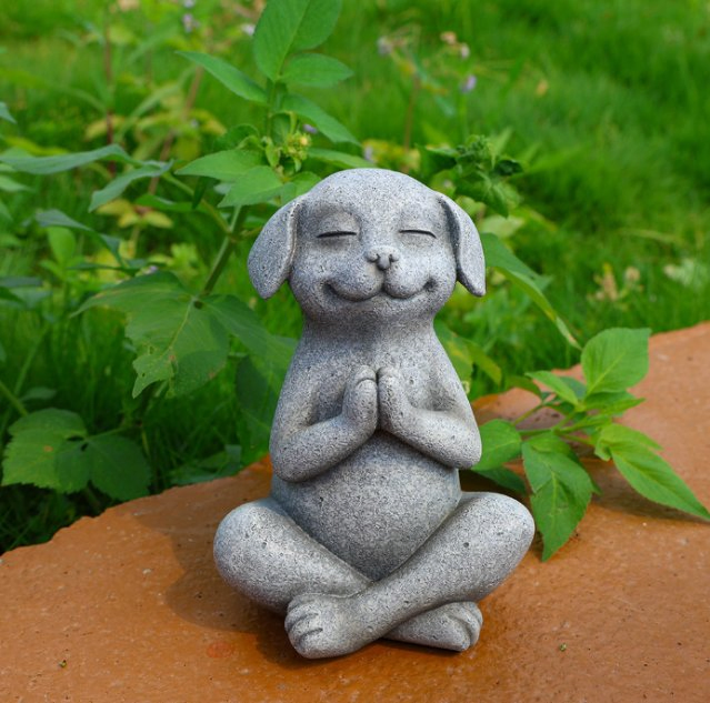 Garden Landscape Resin Crafts Yoga Dog Sculpture Outdoor Decor Gray Yoga Frog Statue