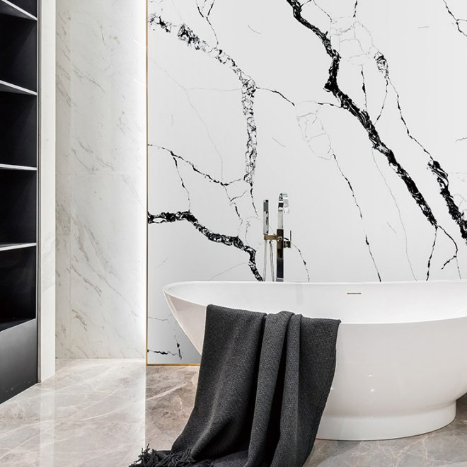 Simple Style White Artificial Marble Quartz Stone for Bathroom