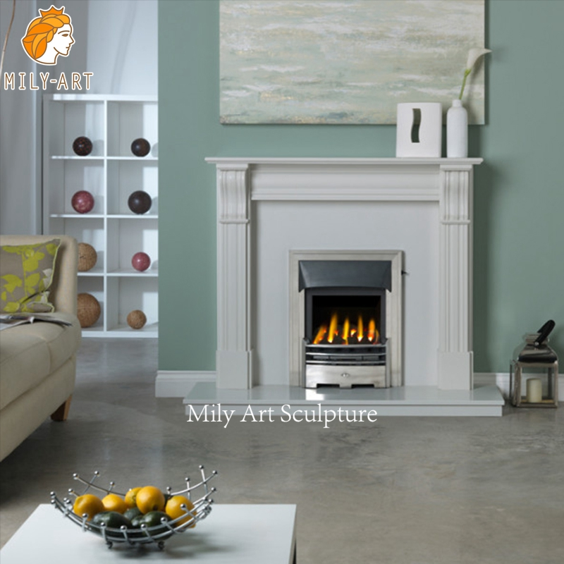 Modern Style Indoor White Marble Fireplace Surround Mantel for Sale