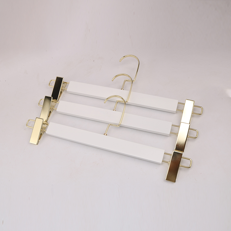 Clothing Shop Hanger Wooden Trousers Hanger Pants Hanger with Metal Clips