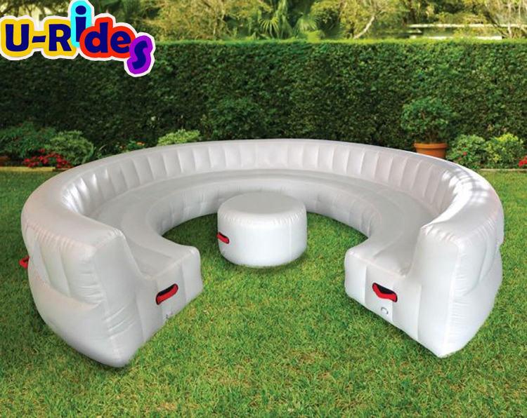 Large Customized Inflatable Couch Chair Air Tight White Half Circle Inflatable Table and Round Sofa For Party