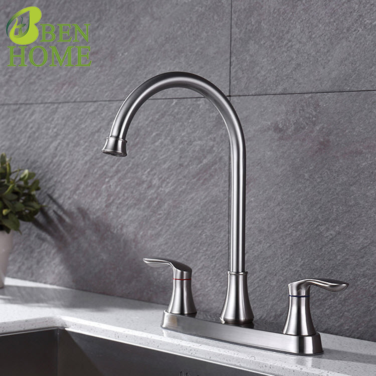 High Quality 304 Stainless Steel 8 Inch 2 Handle Kitchen Faucet and Kitchen Faucet Upc