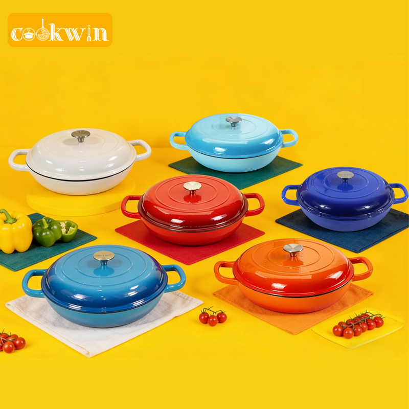 Эмалированная чугунная кастрюля-кокот 24 см