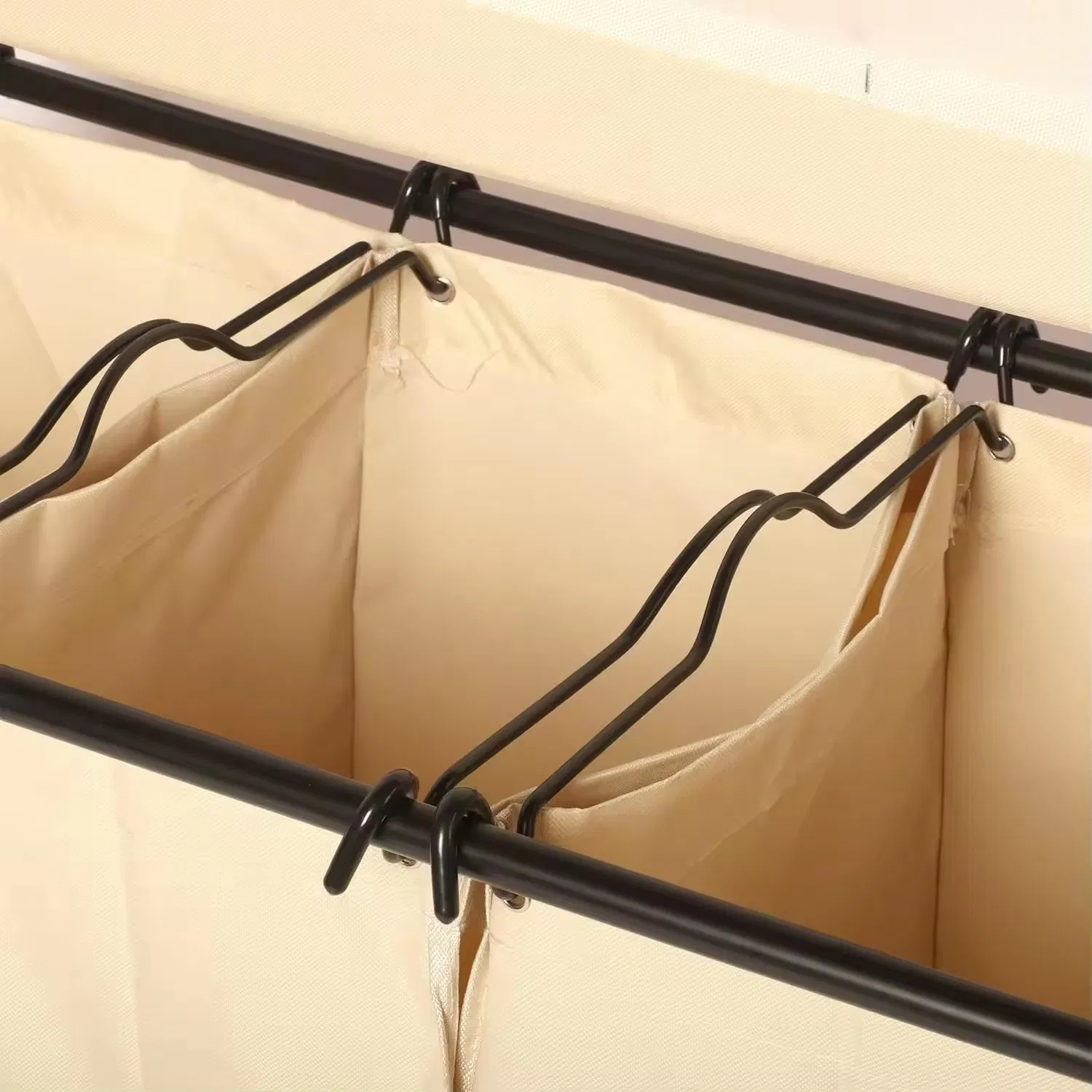 Modern Rolling Laundry Sorter with Adjustable Hanging Bar 3-Bag Metal Steel Laundry Hampers Trolley Cart with Wheels