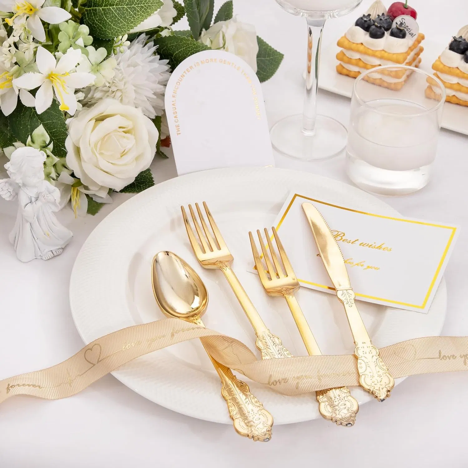 Elegant Premium Gold Disposable Cutlery Set for Events