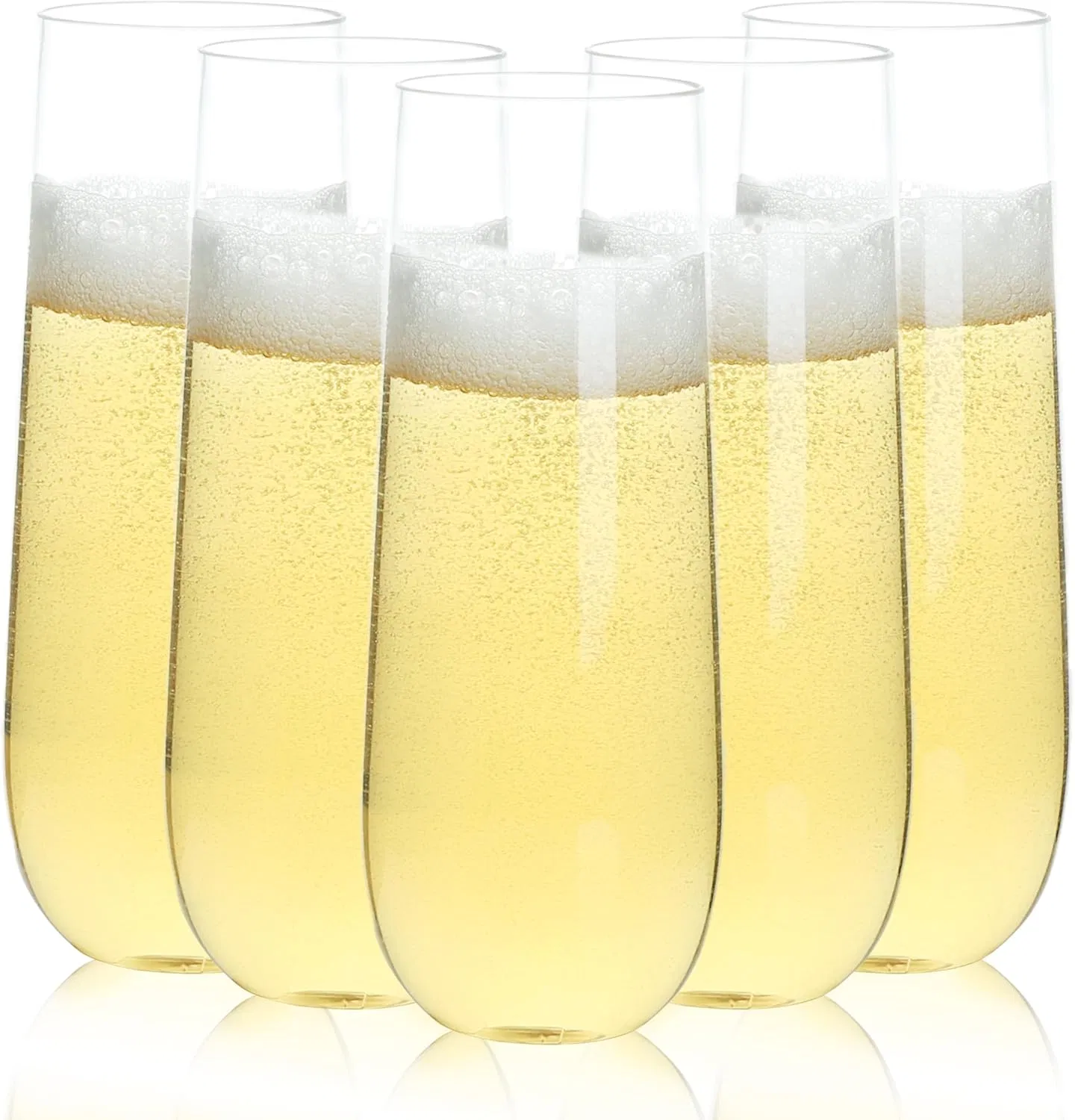 Stemless Plastic Champagne Flutes 9 Oz, Crystal Clear Stemless Plastic Toasting Glasses