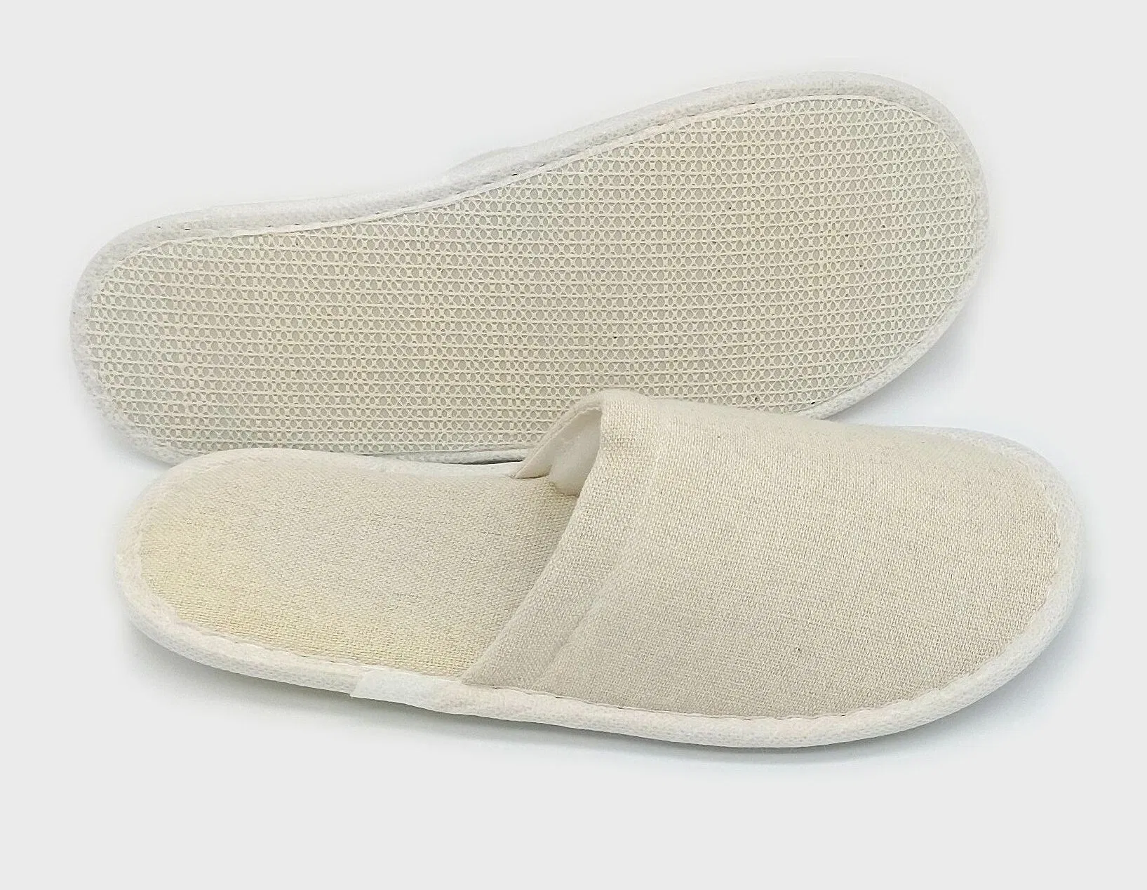 Custom Logo Luxury Non Slip Rubber Cartoon Pattern Linen Canvas Kids Canvas Fabric Guest SPA Disposable Closed Toe Slippers for Hotels