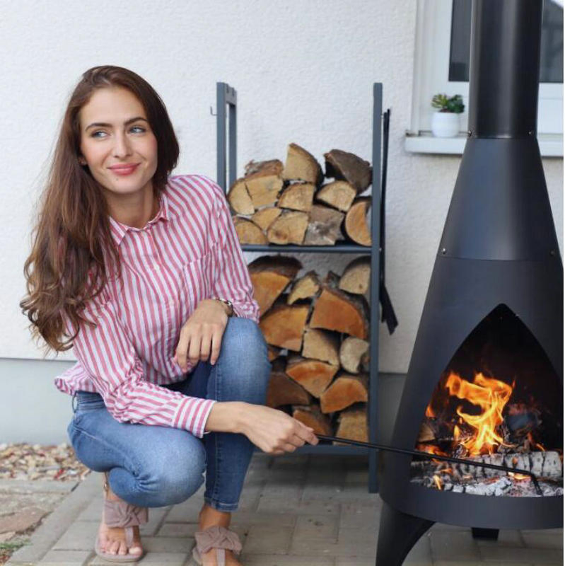 Steel Fire Wood Rack for Home Decor and Display in Winter