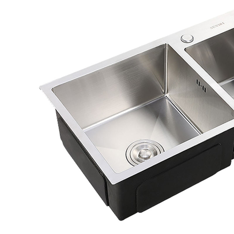 Single Bowl Stainless Steel Pressed Kitchen Sink with Drainboard Above Counter Installation