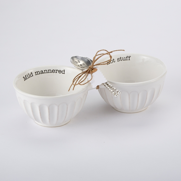 Elegant Double DIP Bowl Set with Stylish Silver Spoons