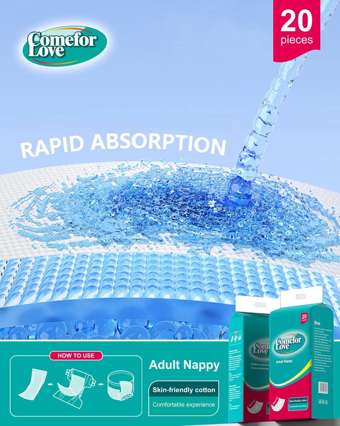Premium Adult Disposable Nappies High Absorbency Comfort Fit for Adults