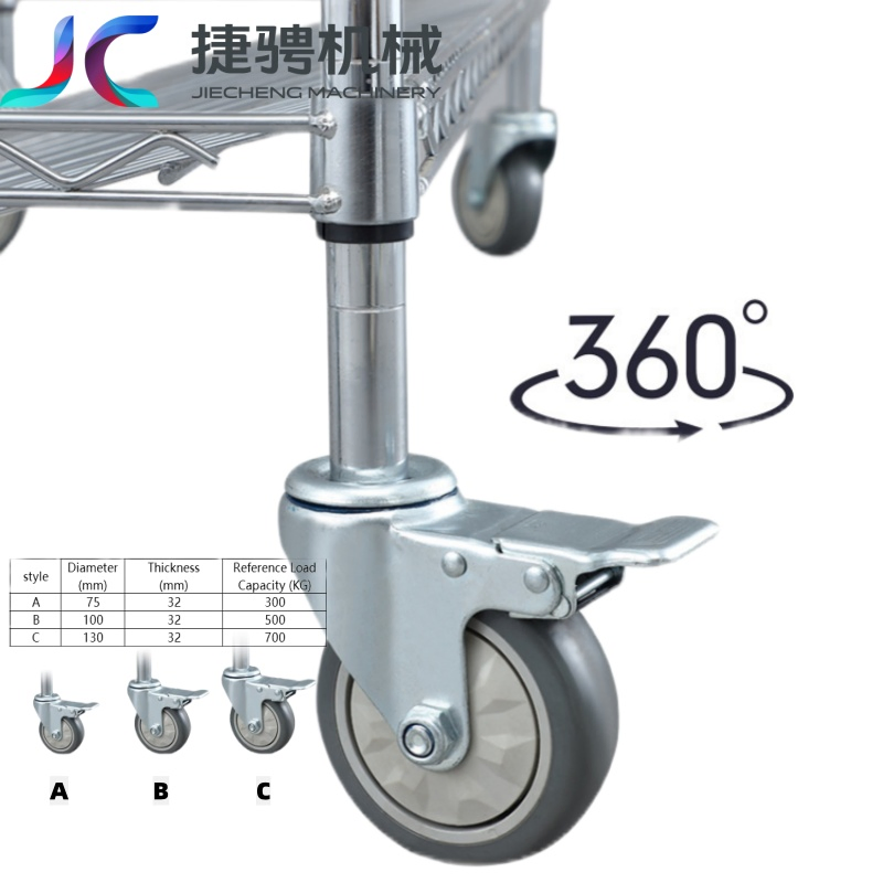3-Layer Chrome Plated Wire Mesh Trolley Material Turnover Placement Stainless Steel