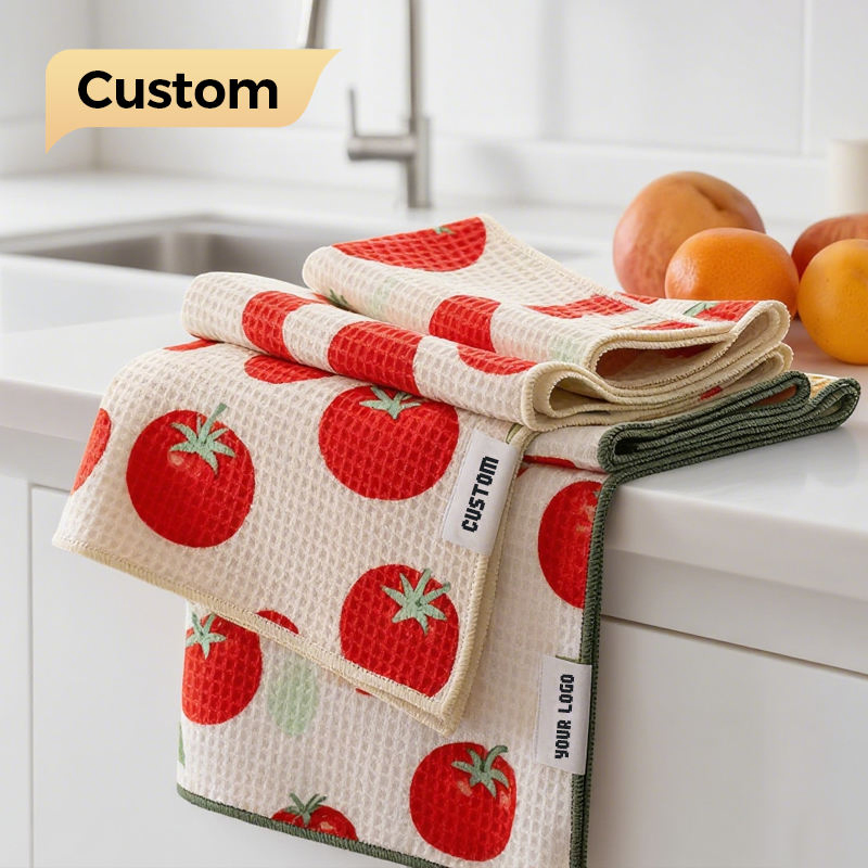 Eastsunshine Custom Logo Waffle Kitchen Hand Towels Dish Cloth Highly Absorbent Cleaning Drying Dishes Tea Towel Extra Soft