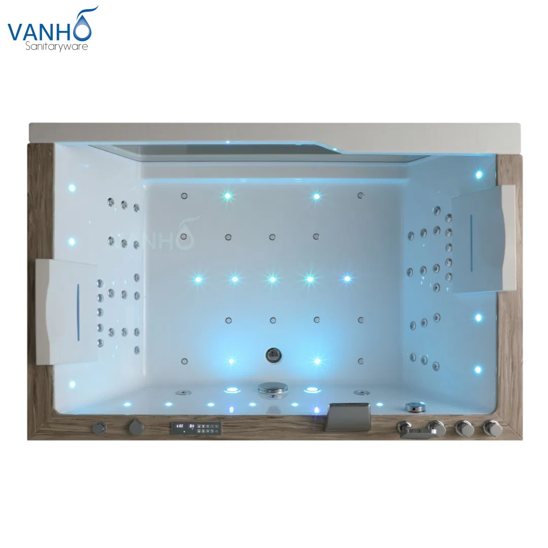 Угловая акриловая ванна для двоих с гидромассажем