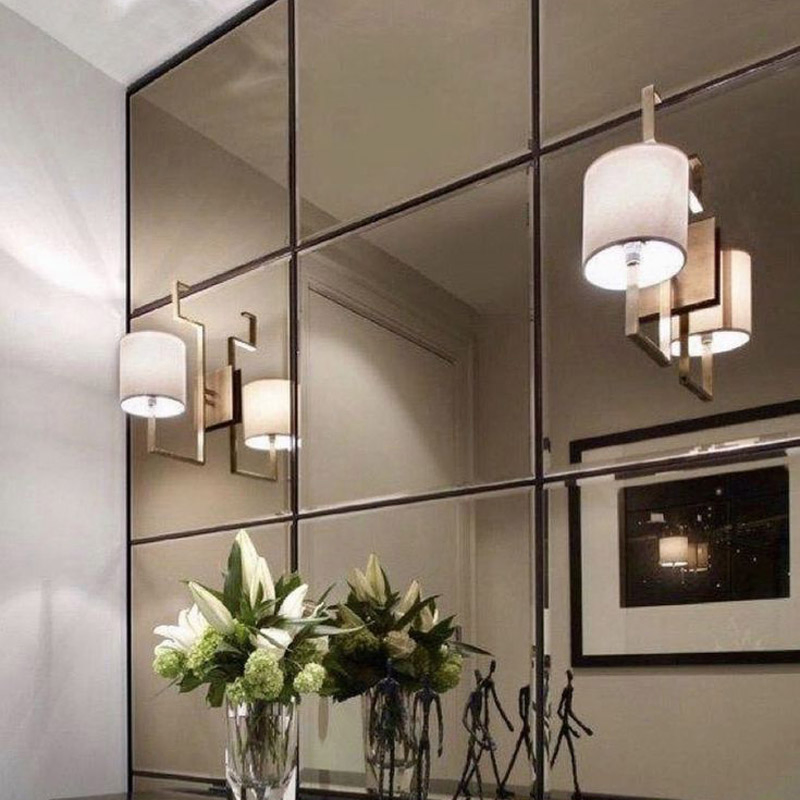 Crystal Glass Mosaic Tile Beveled Adhesive Glass Mirror Tile Decorative Diamond Spell Wall Mirror