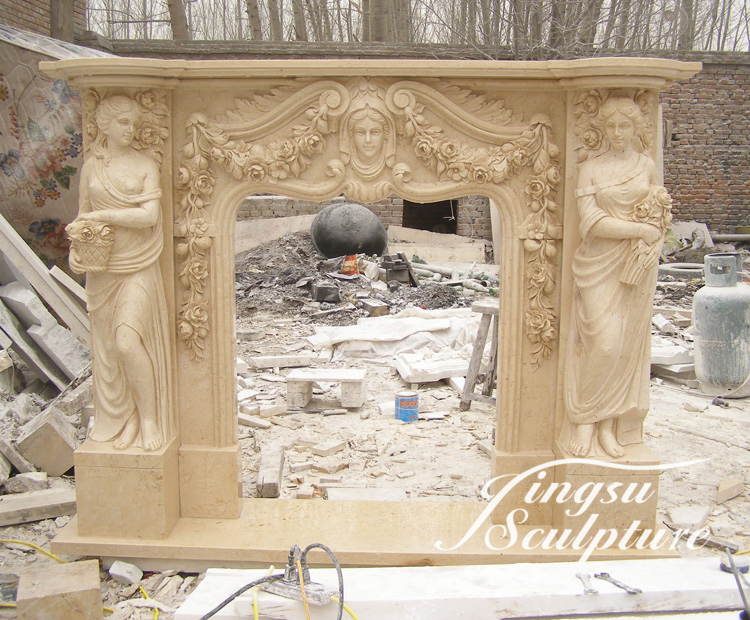 Professional Factory Home Indoor Hand Carved Produce Natural Stone Marble Fireplace