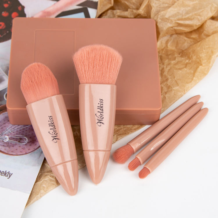 5PCS Custom Pink Mini Travel Beauty Brush Set Portable Makeup Brushes