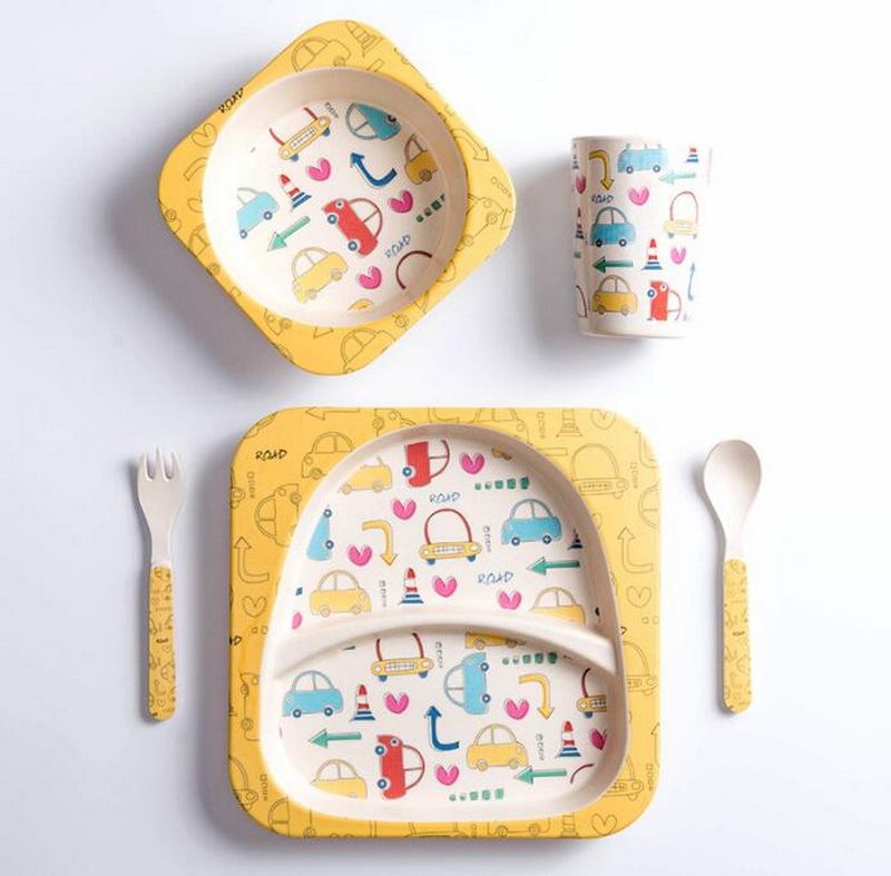 Bamboo Fiber Children′ S Dinnerware Set Creative Baby Cartoon Rice Bowl