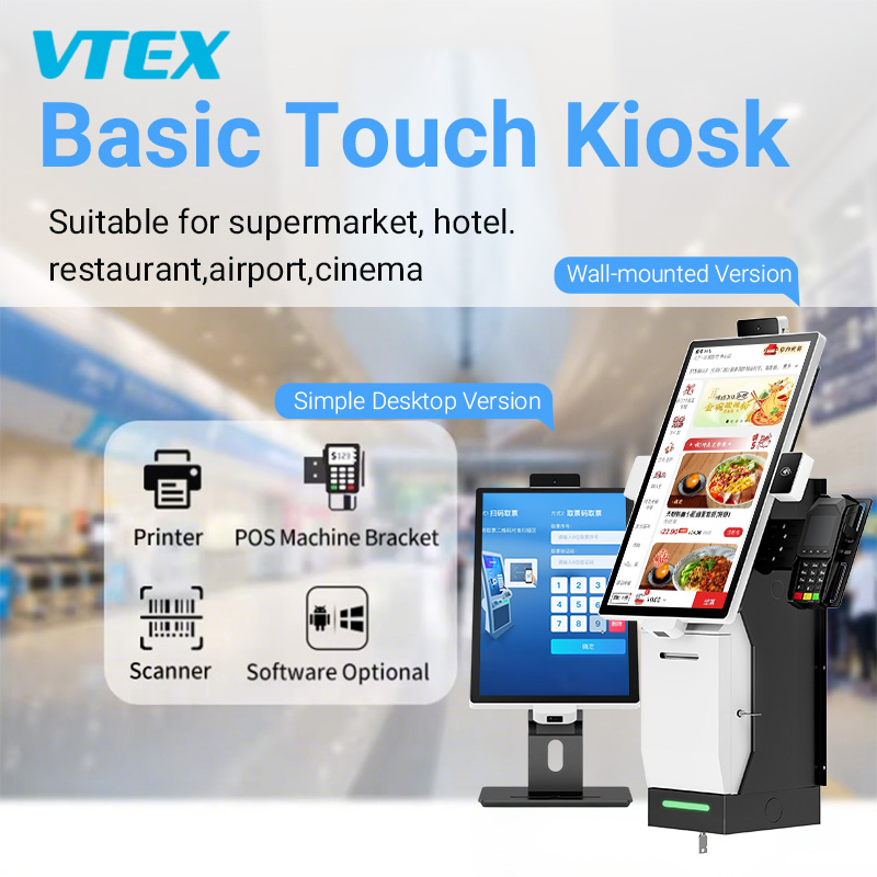 15.6 21.5 23.8 Inch Desktop Kiosk Touchscreen 47 Languages Restaurant Airport Self Service Payment Kiosk